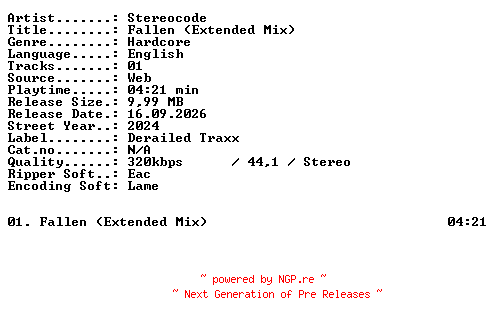 NFO for the release Stereocode-Fallen_(Extended_Mix)-SINGLE-WEB-2024-XTC_iNT by XTC_iNT