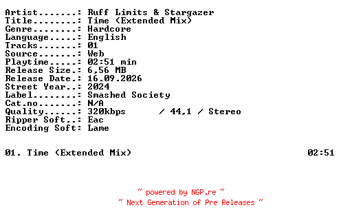 NFO for the release Ruff_Limits_and_Stargazer-Time_(Extended_Mix)-SINGLE-WEB-2024-XTC_iNT by XTC_iNT