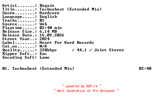 NFO for the release Regain-Technobeat_(Extended_Mix)-SINGLE-WEB-2024-XTC_iNT by XTC_iNT