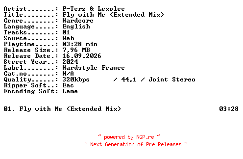 NFO for the release P-Terz_and_Lexolee-Fly_with_Me_(Extended_Mix)-SINGLE-WEB-2024-XTC_iNT by XTC_iNT