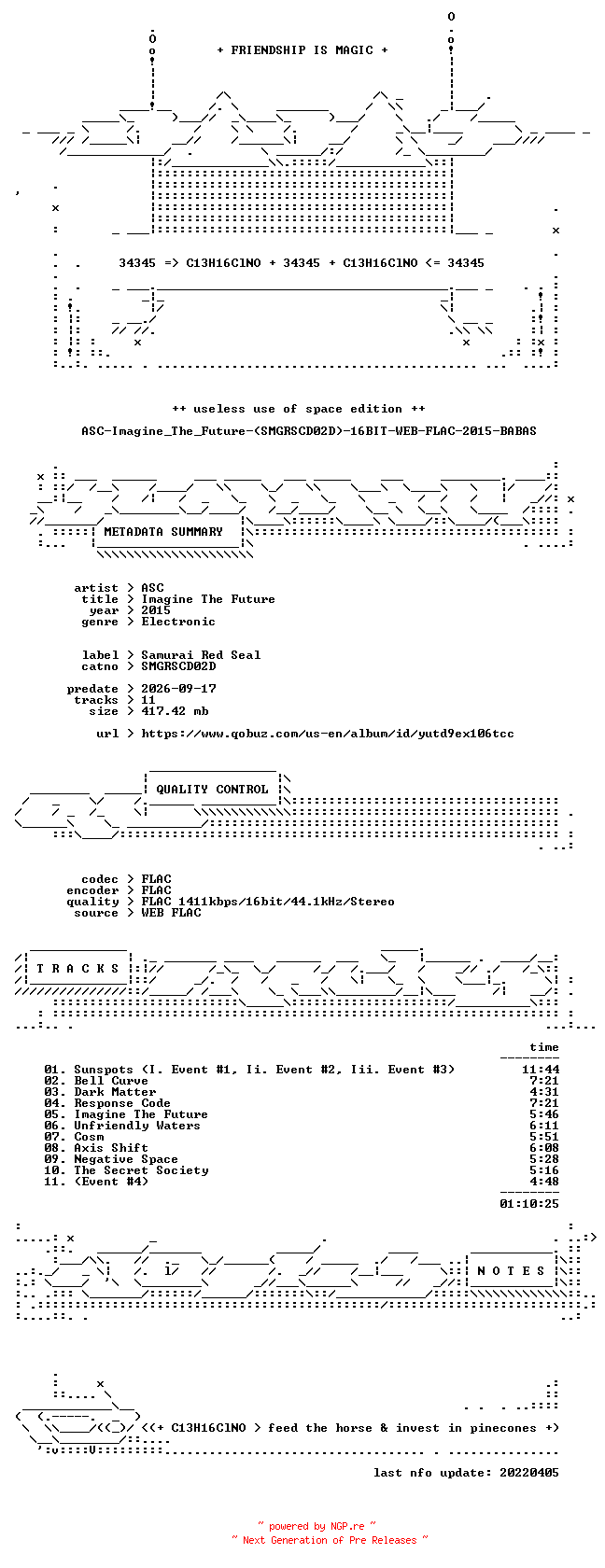 NFO for the release ASC-Imagine_The_Future-(SMGRSCD02D)-16BIT-WEB-FLAC-2015-BABAS by BABAS