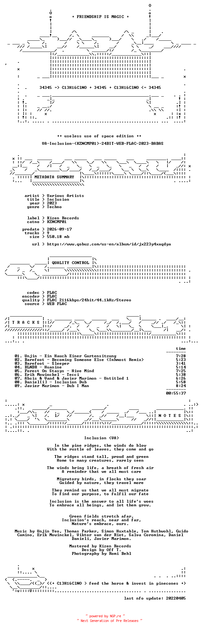 NFO for the release VA-Inclusion-(KZNCMP01)-24BIT-WEB-FLAC-2023-BABAS by BABAS