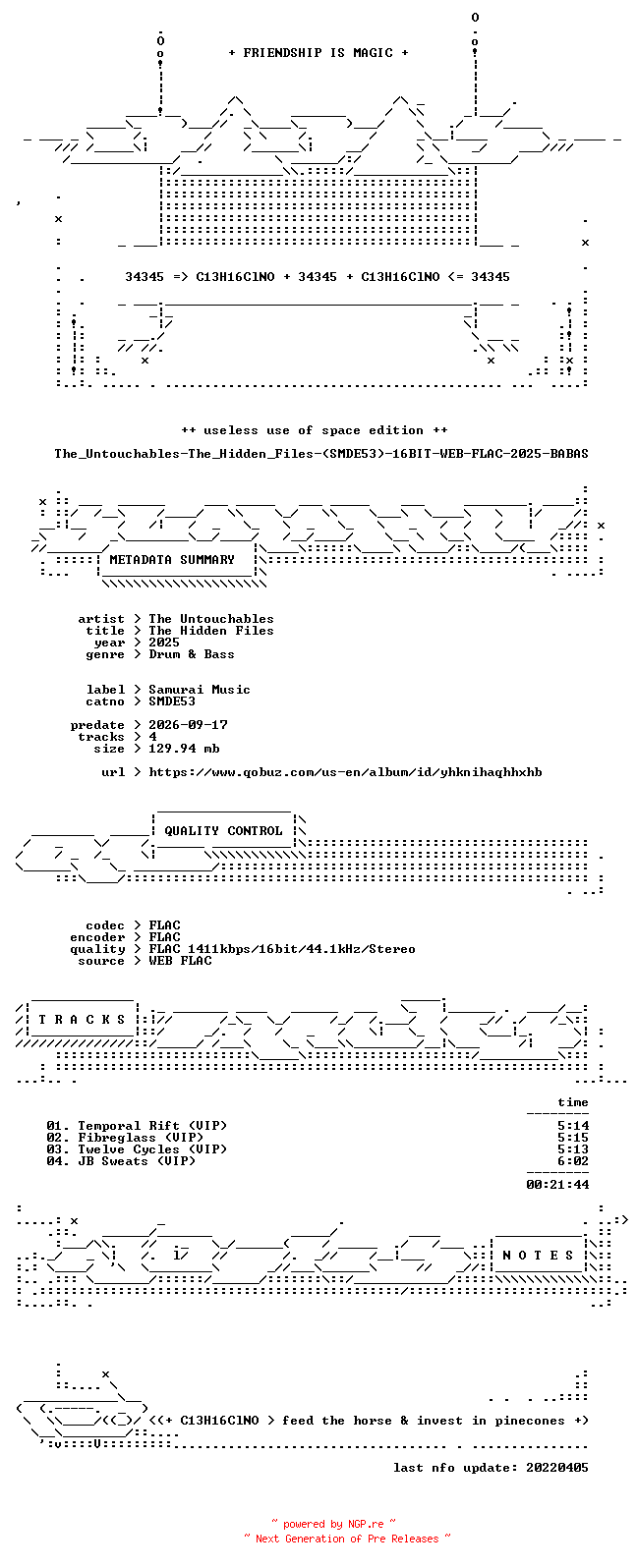 NFO for the release The_Untouchables-The_Hidden_Files-(SMDE53)-16BIT-WEB-FLAC-2025-BABAS by BABAS