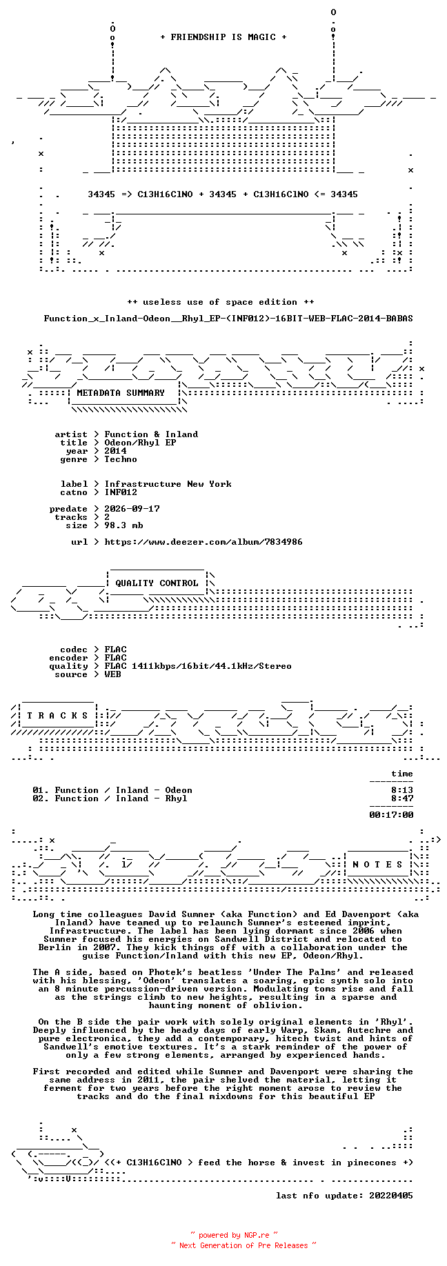 NFO for the release Function_x_Inland-Odeon__Rhyl_EP-(INF012)-16BIT-WEB-FLAC-2014-BABAS by BABAS