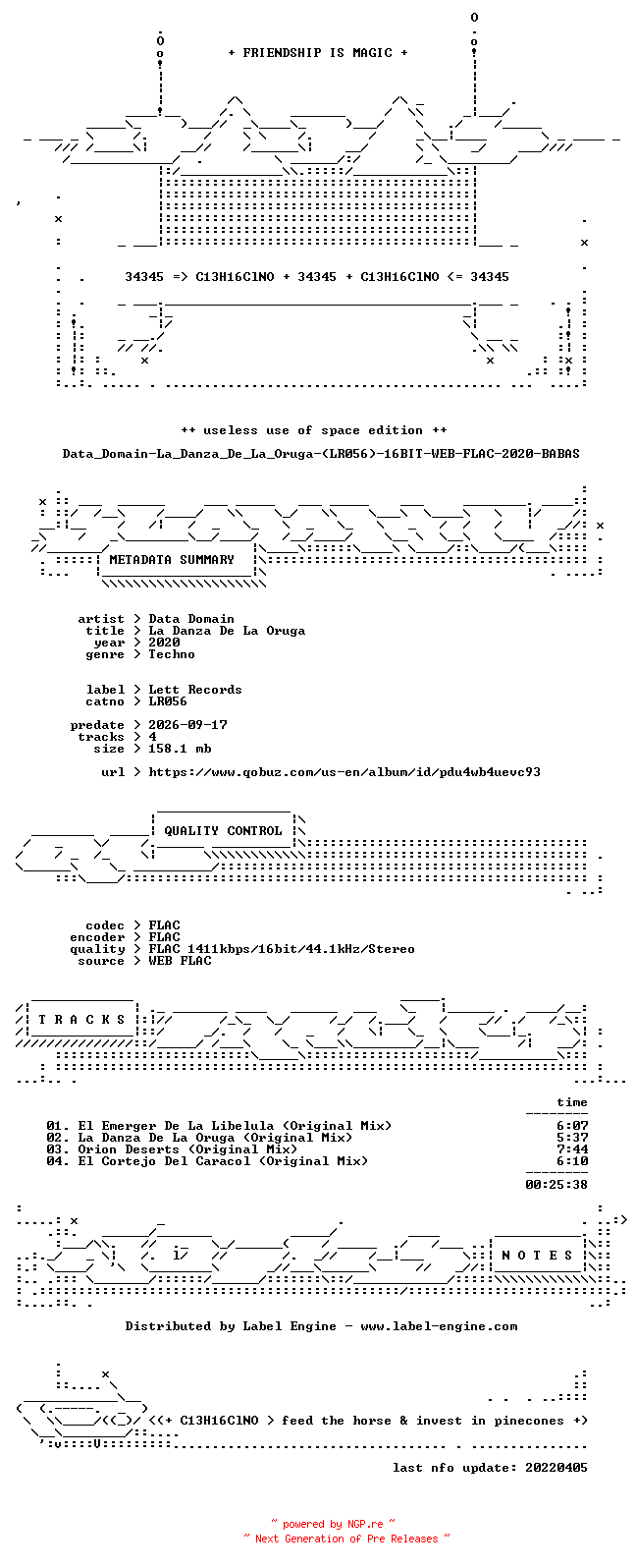 NFO for the release Data_Domain-La_Danza_De_La_Oruga-(LR056)-16BIT-WEB-FLAC-2020-BABAS by BABAS