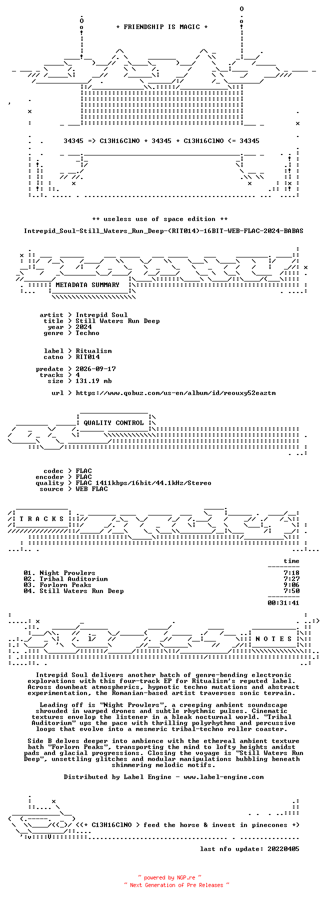 NFO for the release Intrepid_Soul-Still_Waters_Run_Deep-(RIT014)-16BIT-WEB-FLAC-2024-BABAS by BABAS