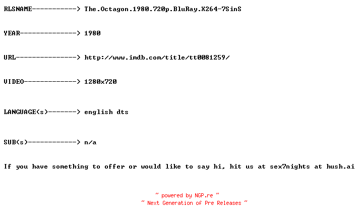 NFO for the release The.Octagon.1980.720p.BluRay.X264-7SinS by 7SinS