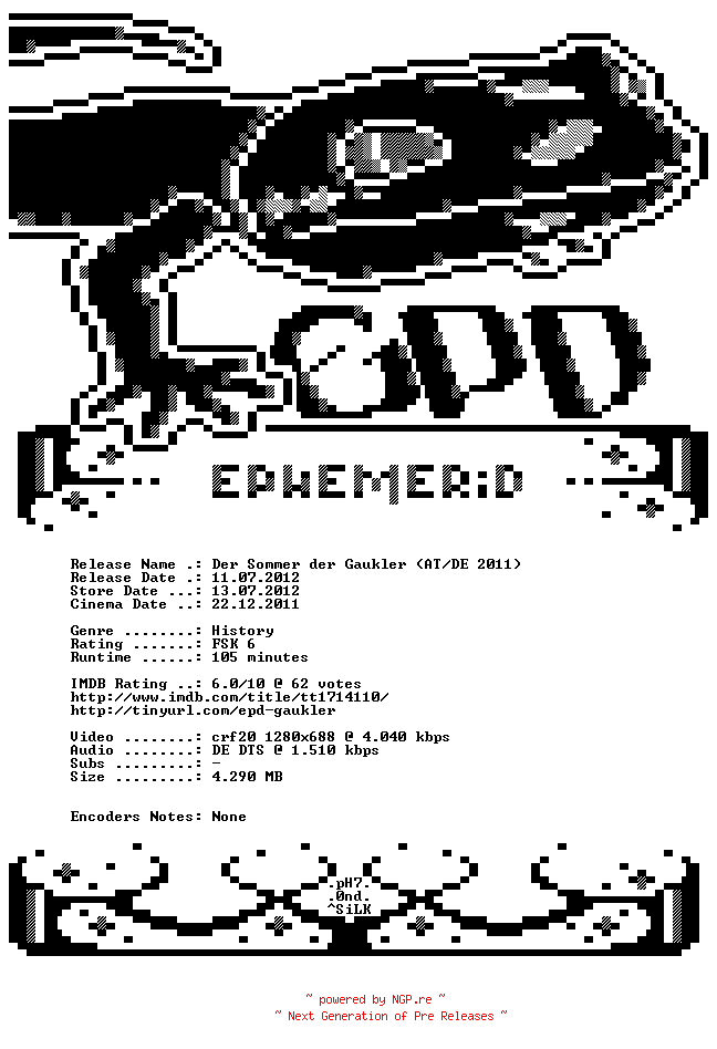 NFO for the release Der.Sommer.der.Gaukler.German.720p.BluRay.x264-EPHEMERiD by EPHEMERiD
