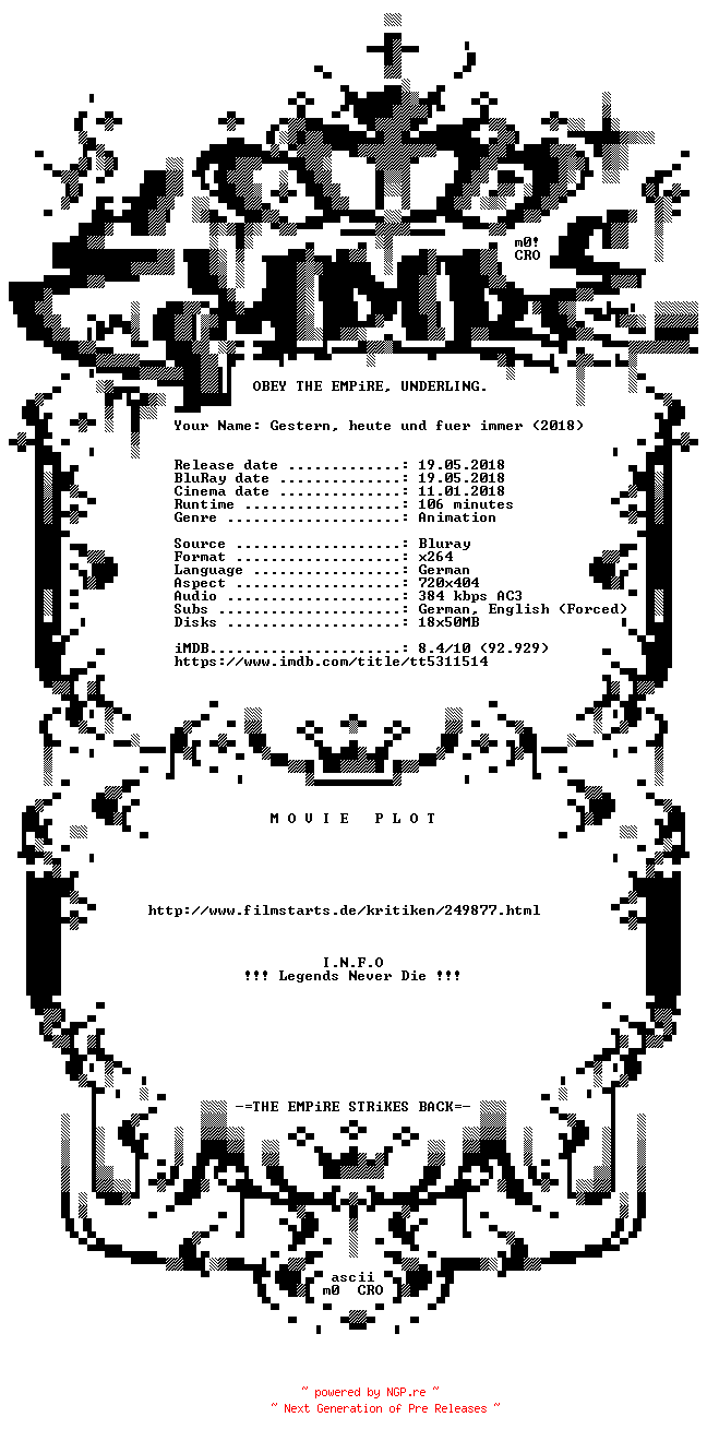 NFO for the release Your.Name.German.BDRip.x264-EMPiRE by EMPiRE