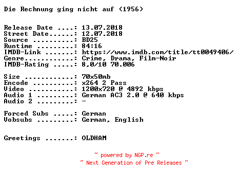 NFO for the release Die.Rechnung.ging.nicht.auf.1956.German.720p.BluRay.x264-SPiCY by SPiCY
