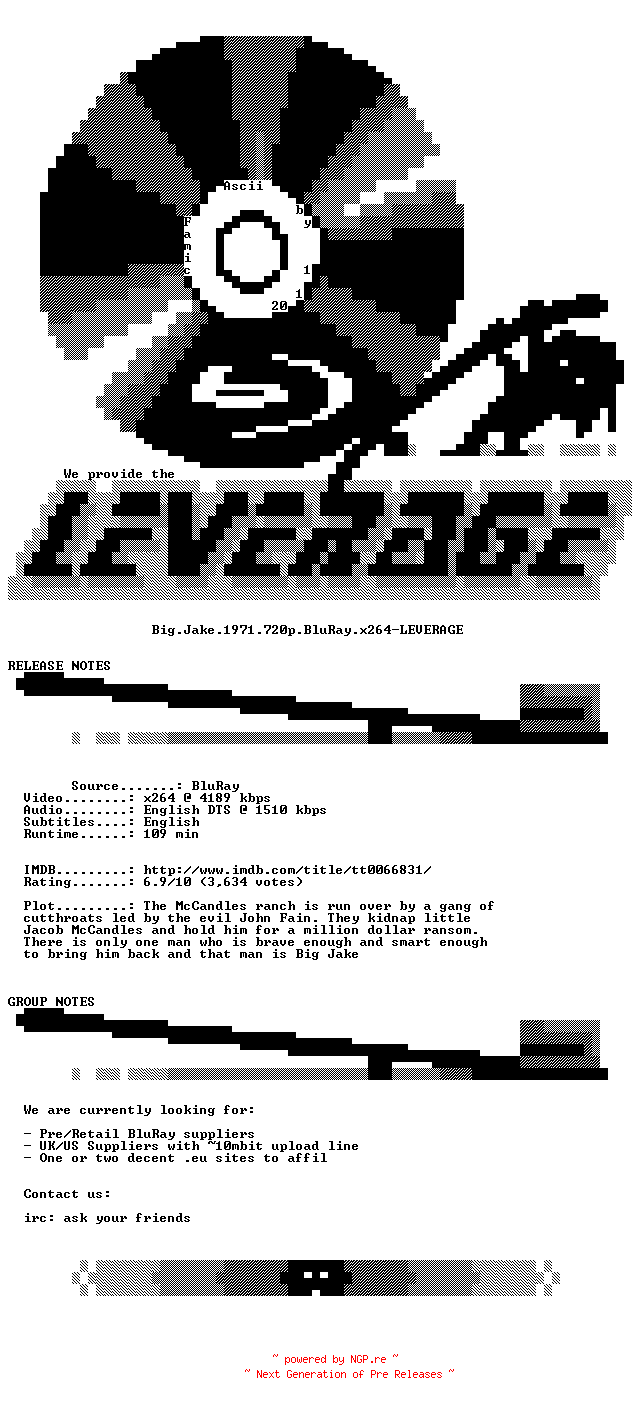NFO for the release Big.Jake.1971.720p.BluRay.x264-LEVERAGE by LEVERAGE
