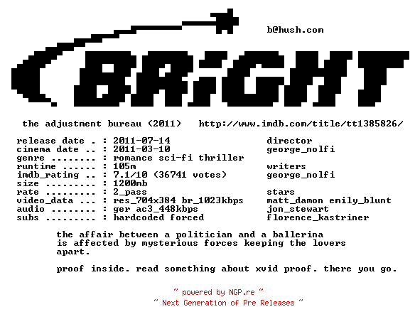 NFO for the release Der.Plan.German.BDRip.AC3.XviD-BRiGHT by BRiGHT