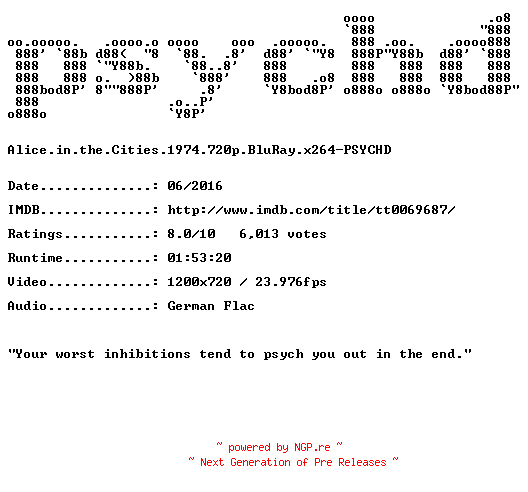 NFO for the release Alice.in.the.Cities.1974.720p.BluRay.x264-PSYCHD by PSYCHD