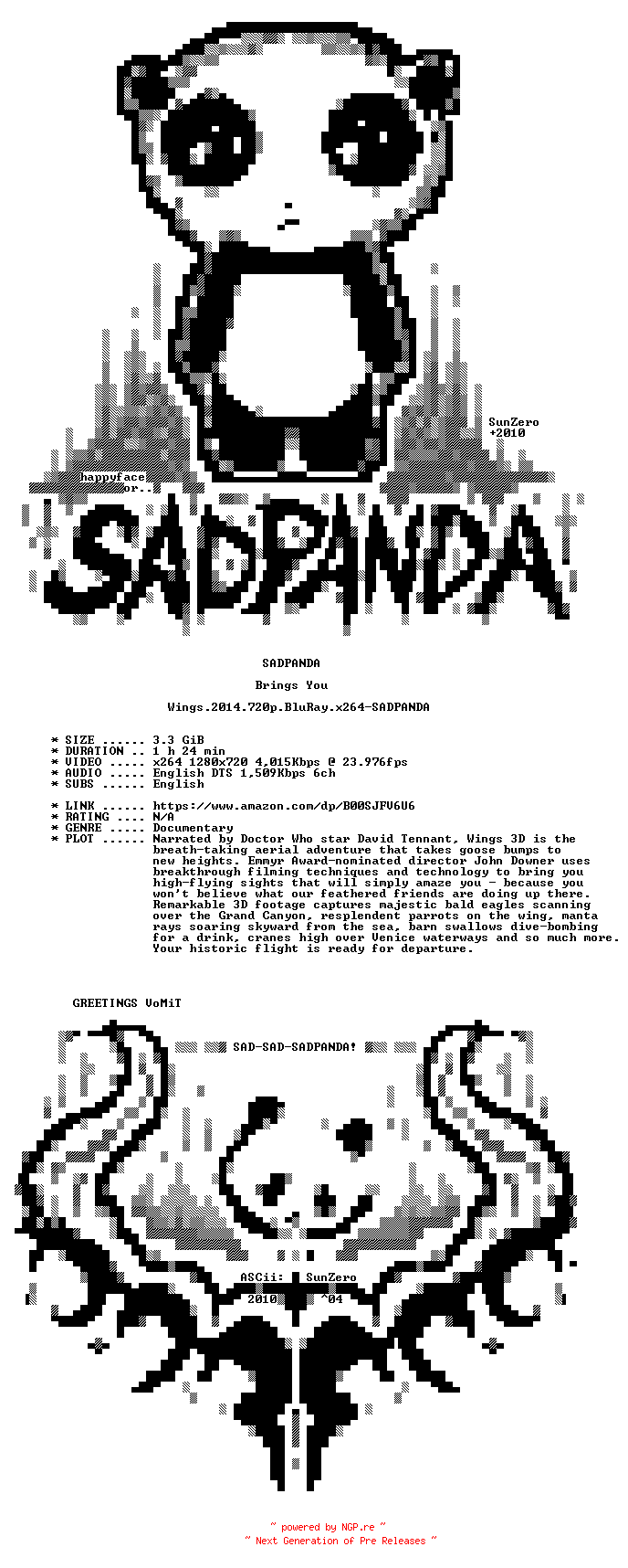 NFO for the release Wings.2014.720p.BluRay.x264-SADPANDA by SADPANDA