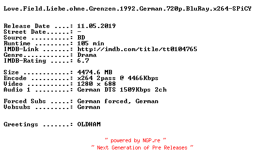 NFO for the release Love.Field.Liebe.ohne.Grenzen.1992.German.720p.BluRay.x264-SPiCY by SPiCY
