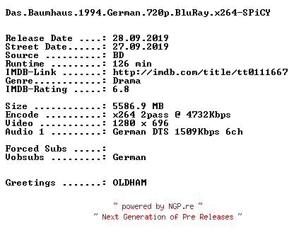 NFO for the release Das.Baumhaus.1994.German.720p.BluRay.x264-SPiCY by SPiCY