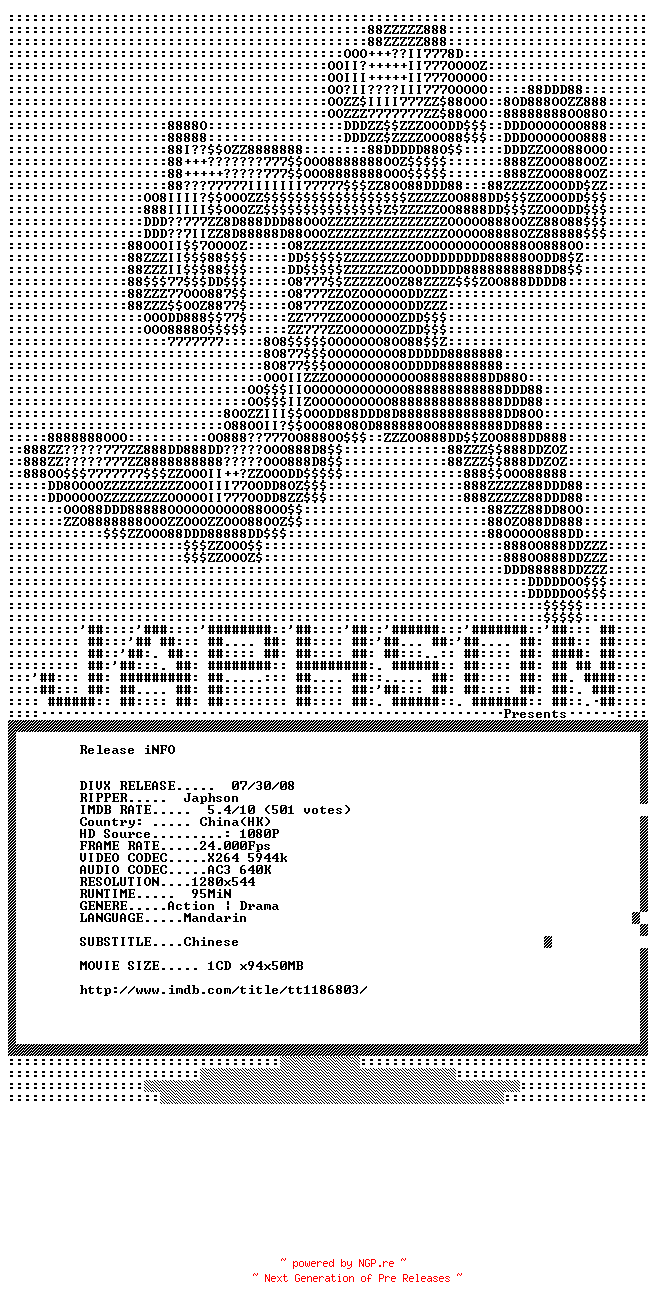 NFO for the release An.Empress.And.The.Warriors.2008.CN.720p.BluRay.x264-Japhson by Japhson