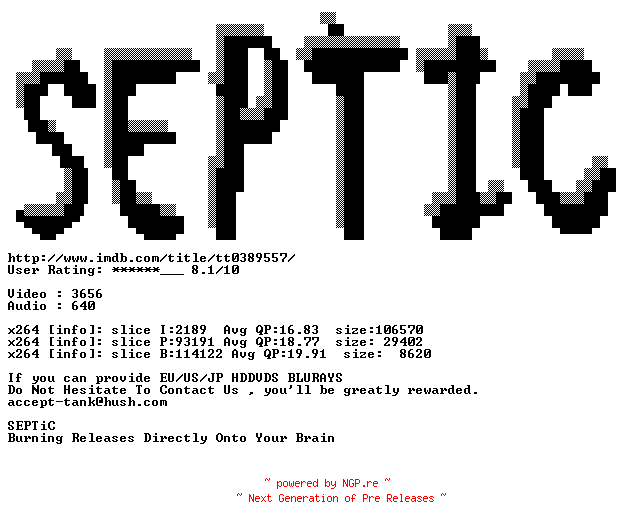 NFO for the release Black.Book.2006.SUBBED.720p.BluRay.x264-SEPTiC by SEPTiC