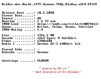 NFO for the release Helden.der.Nacht.1979.German.720p.BluRay.x264-SPiCY by SPiCY