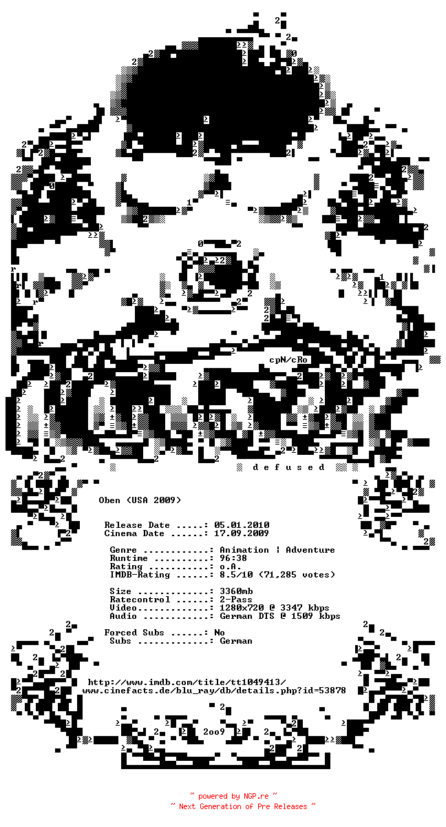 NFO for the release Oben.German.720p.BluRay.x264-DEFUSED by DEFUSED