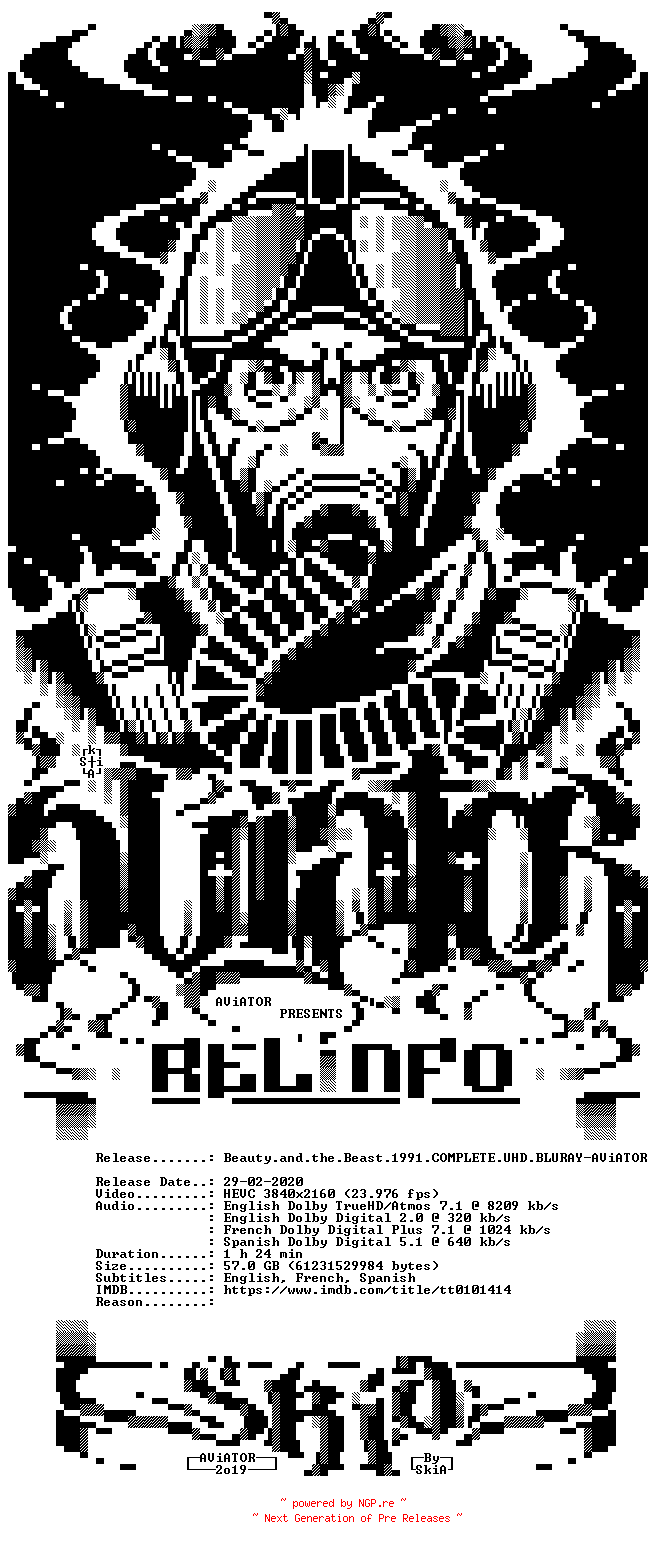NFO for the release Beauty.and.the.Beast.1991.COMPLETE.UHD.BLURAY-AViATOR by AViATOR