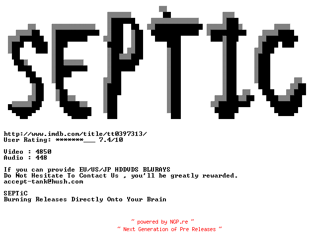 NFO for the release Eight.Below.2006.720p.BluRay.x264-SEPTiC by SEPTiC