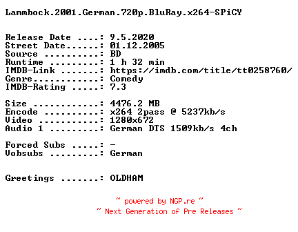 NFO for the release Lammbock.2001.German.720p.BluRay.x264-SPiCY by SPiCY
