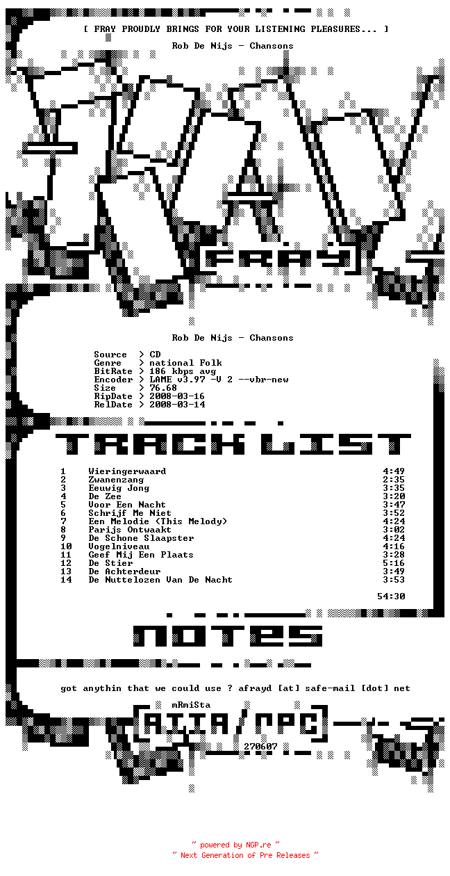 NFO for the release Rob_De_Nijs-Chansons-NL-2008-FRAY by FRAY