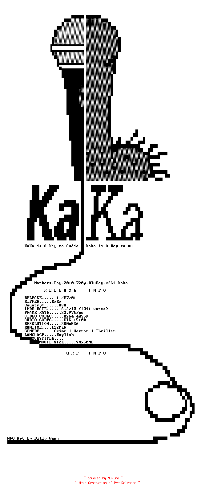 NFO for the release Mothers.Day.2010.720p.BluRay.x264-KaKa by KaKa