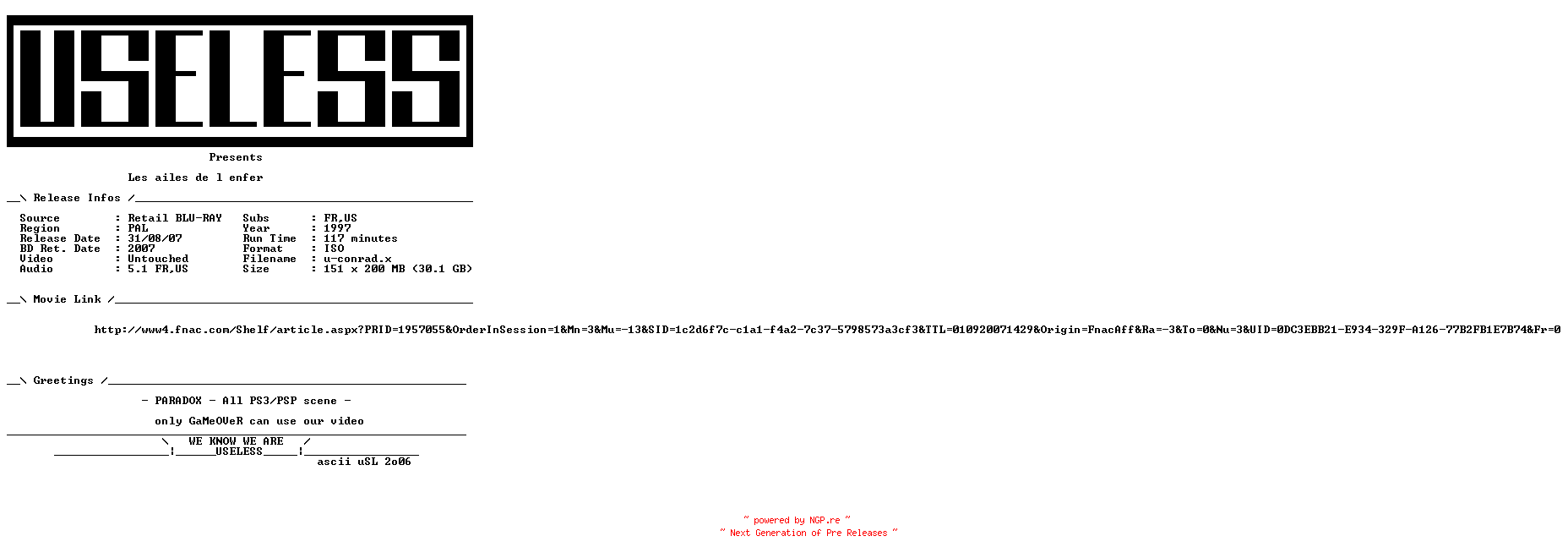 NFO for the release LES.AILES.DE.LENFER.1997.PAL.MULTi.BLURAY-USELESS by USELESS