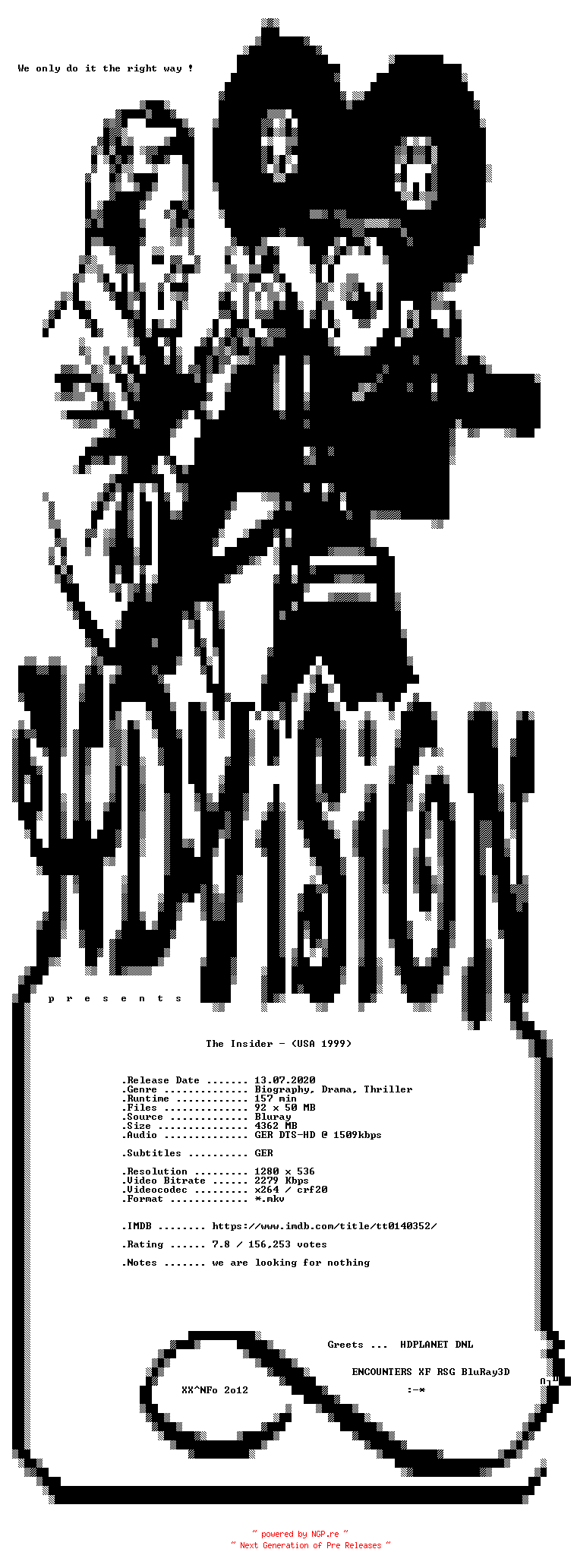 NFO for the release The.Insider.1999.German.720p.BluRay.x264-HDViSiON by HDViSiON