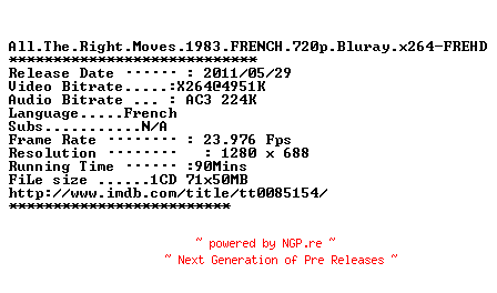 NFO for the release All.The.Right.Moves.1983.FRENCH.720p.Bluray.x264-FREHD by FREHD