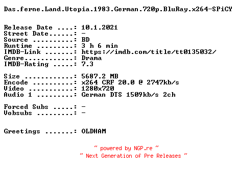 NFO for the release Das.ferne.Land.Utopia.1983.German.720p.BluRay.x264-SPiCY by SPiCY