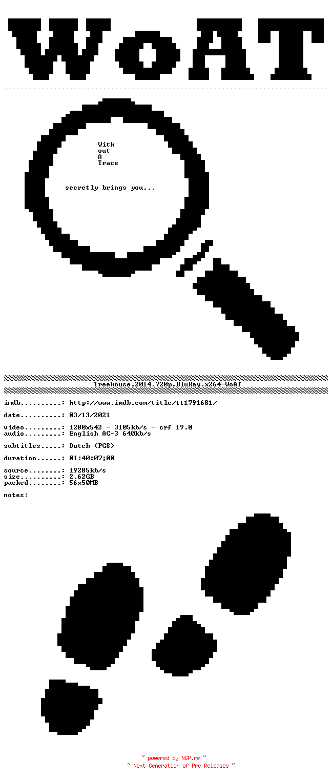 NFO for the release Treehouse.2014.720p.BluRay.x264-WoAT by WoAT