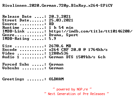 NFO for the release Rivalinnen.2020.German.720p.BluRay.x264-SPiCY by SPiCY