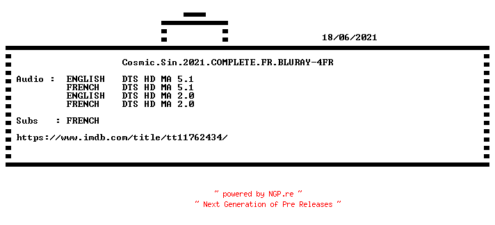 NFO for the release Cosmic.Sin.2021.COMPLETE.FR.BLURAY-4FR by 4FR