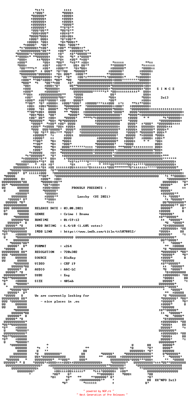 NFO for the release Lansky.2021.BDRip.x264-VETO by VETO