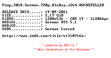 NFO for the release Pimp.A.Bronx.Tale.2018.German.720p.BluRay.x264-ROCKEFELLER by ROCKEFELLER