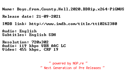 NFO for the release Boys.from.County.Hell.2020.BDRip.x264-PiGNUS by PiGNUS