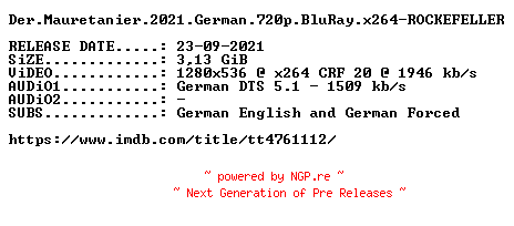 NFO for the release Der.Mauretanier.2021.German.720p.BluRay.x264-ROCKEFELLER by ROCKEFELLER