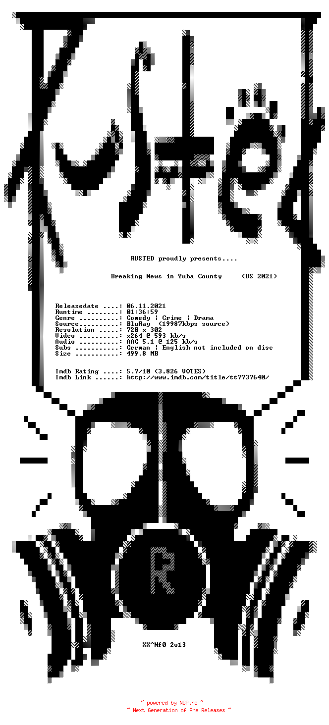 NFO for the release Breaking.News.In.Yuba.County.2021.BDRip.x264-RUSTED by RUSTED