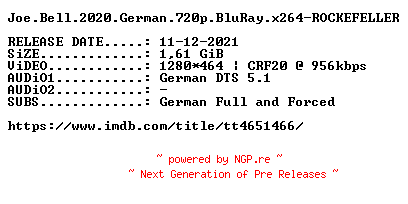 NFO for the release Joe.Bell.2020.German.720p.BluRay.x264-ROCKEFELLER by ROCKEFELLER