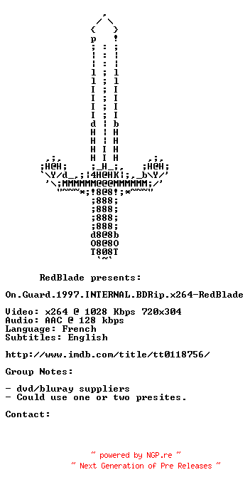 NFO for the release On.Guard.1997.INTERNAL.BDRip.x264-RedBlade by RedBlade