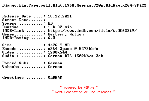 NFO for the release Django.Ein.Sarg.voll.Blut.1968.German.720p.BluRay.x264-SPiCY by SPiCY