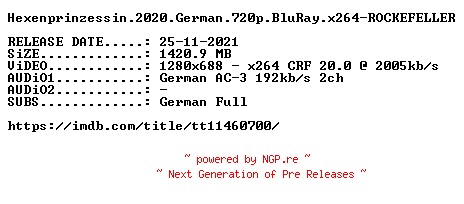 NFO for the release Hexenprinzessin.2020.German.720p.BluRay.x264-ROCKEFELLER by ROCKEFELLER