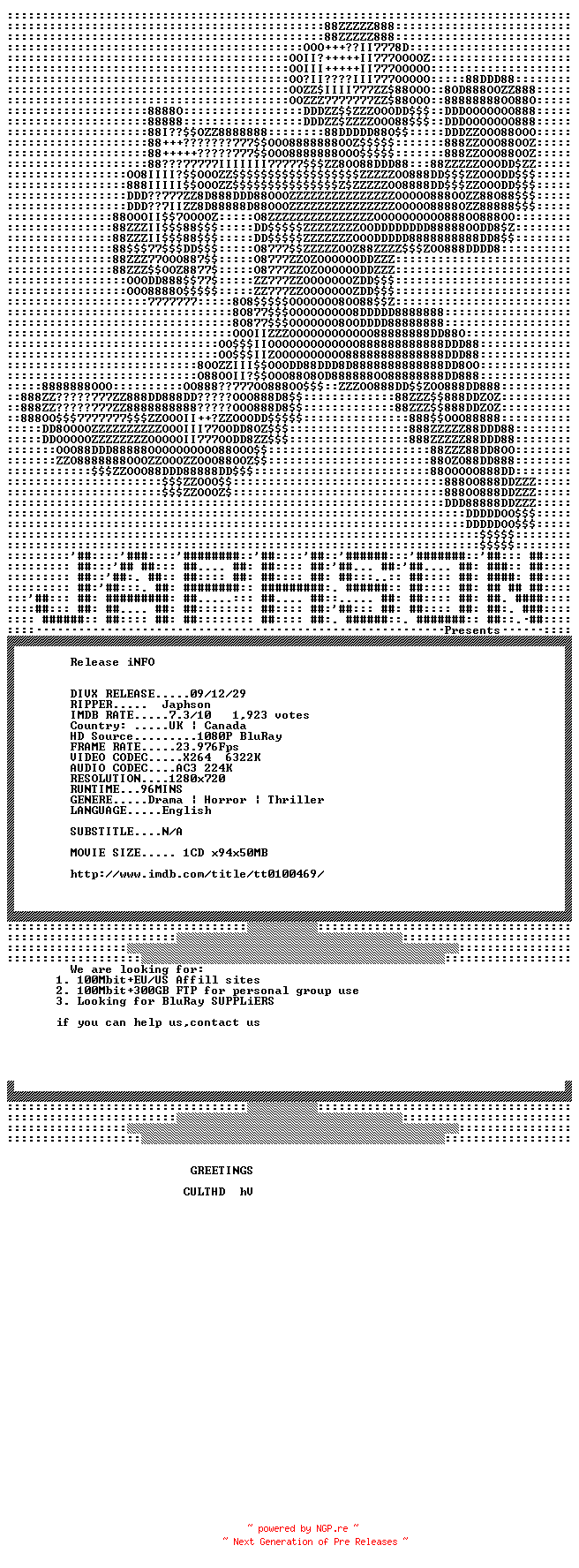 NFO for the release The.Reflecting.Skin.1990.720p.BluRay.x264-Japhson by Japhson