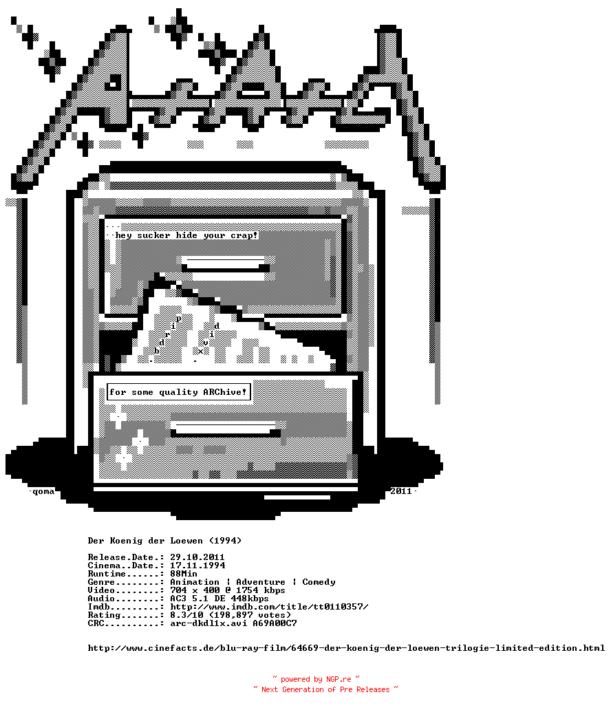 NFO for the release Der.Koenig.der.Loewen.German.1994.AC3.BDRip.XviD.INTERNAL-ARC by ARC