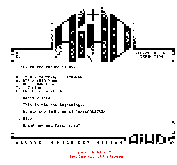 NFO for the release Back.to.the.Future.1985.PL.DUAL.720p.BluRay.x264-AiHD by AiHD
