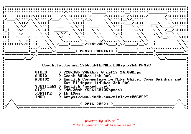 NFO for the release Coach.to.Vienna.1966.iNTERNAL.BDRip.x264-MANiC by MANiC