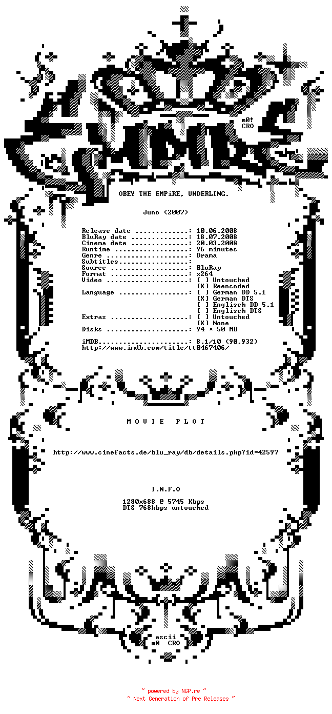 NFO for the release Juno.German.720p.BluRay.x264-EmpireHD by EmpireHD